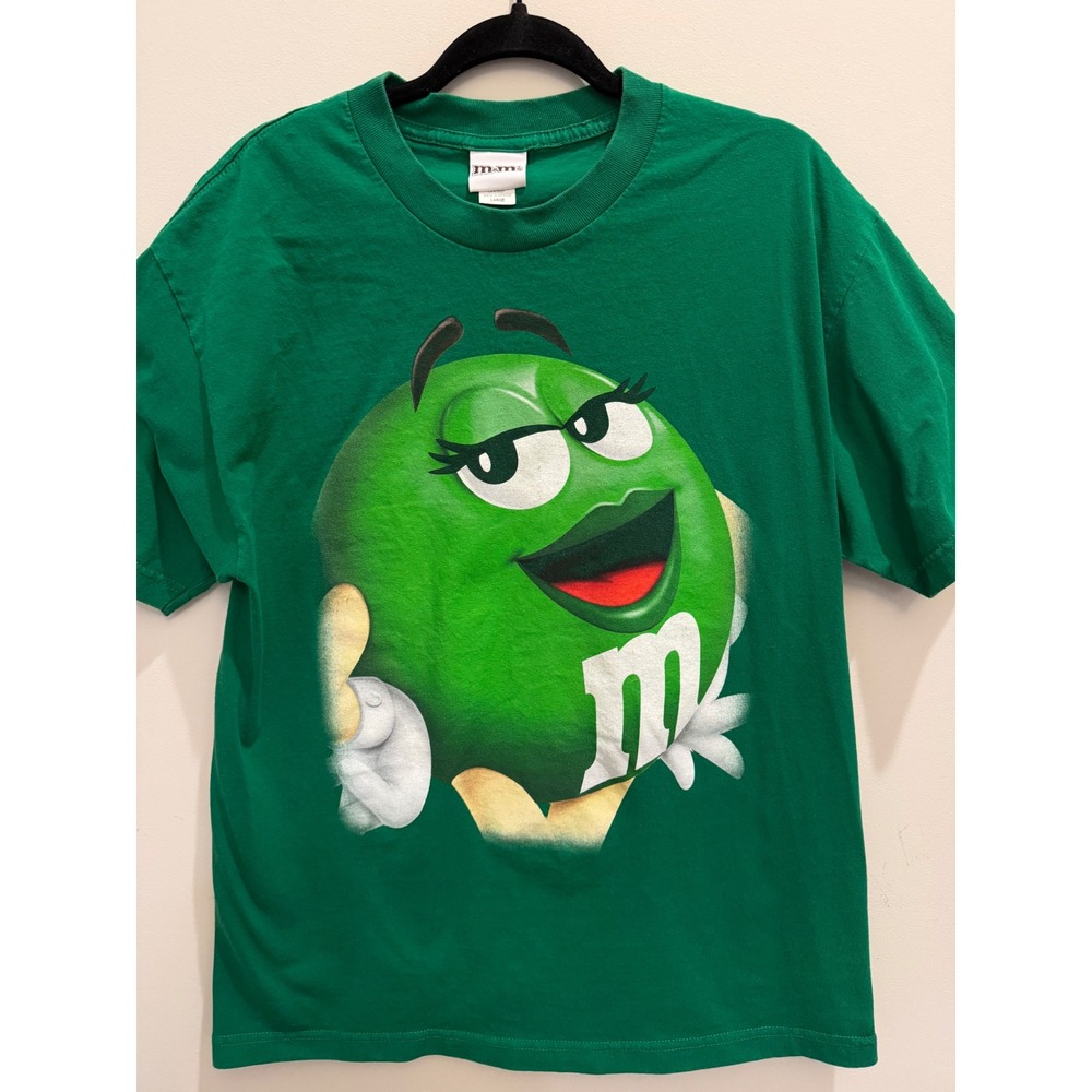 M&M's Green Character Graphic T-Shirt Men's Large 2011 Retro Candy Tee
